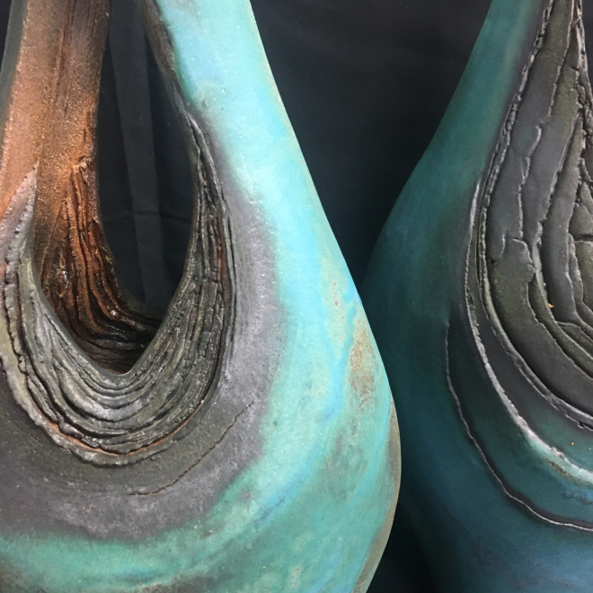 Blue pot hand built and glazed by Andrea Farndon